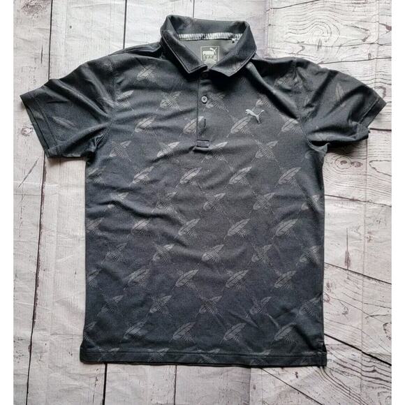Puma Golf Polo Grey Feathers Size M Memorial Tournament Emblem On Sleeve - Picture 1 of 9